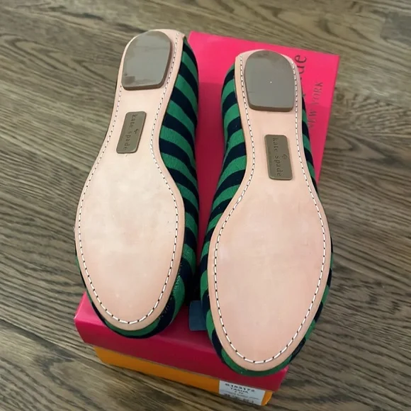 NIB Kate Spade navy/green stripe ballet flat size 7 never worn - Picture 4 of 5